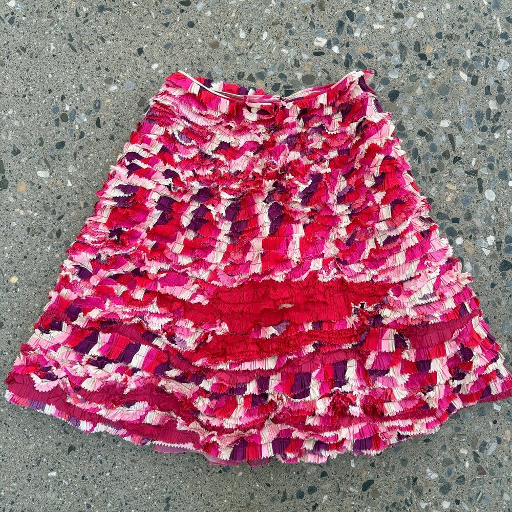 Vintage Marc Jacobs Silk Ruffle Skirt Pink Red Size 4